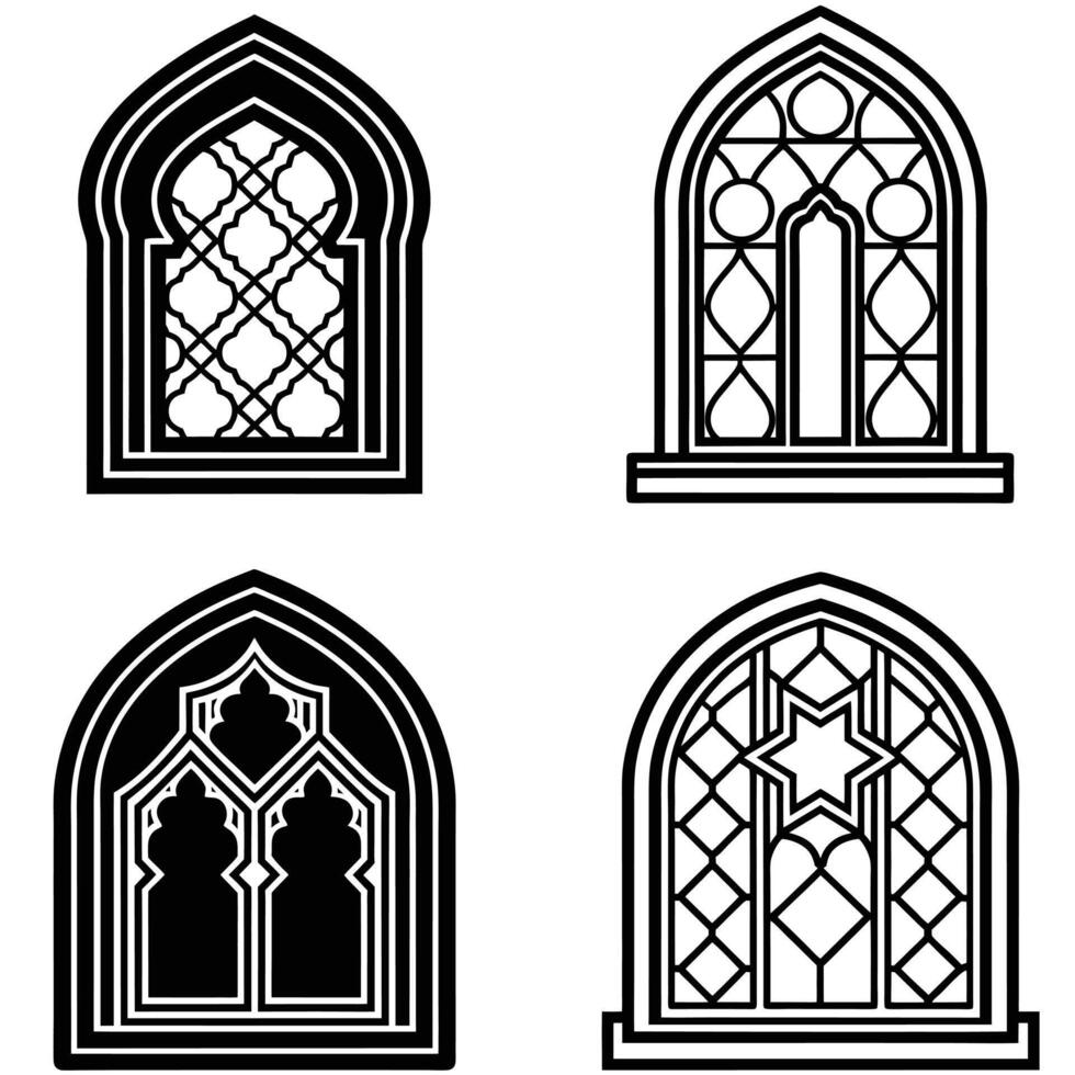 Authentic Islamic Window Elements vector