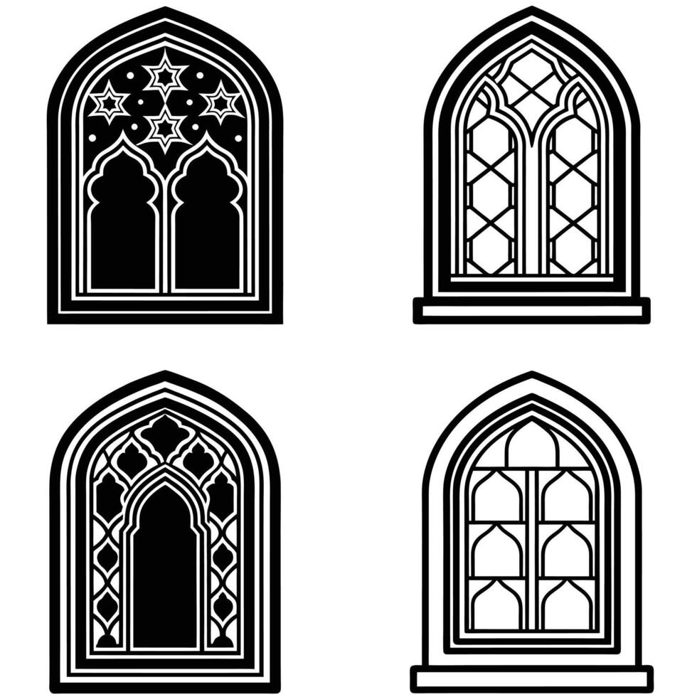 Islamic Window Concept Drawings vector