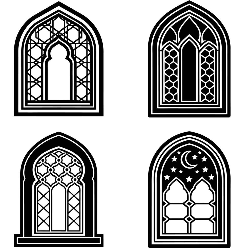 Decorative Islamic Window Patterns vector