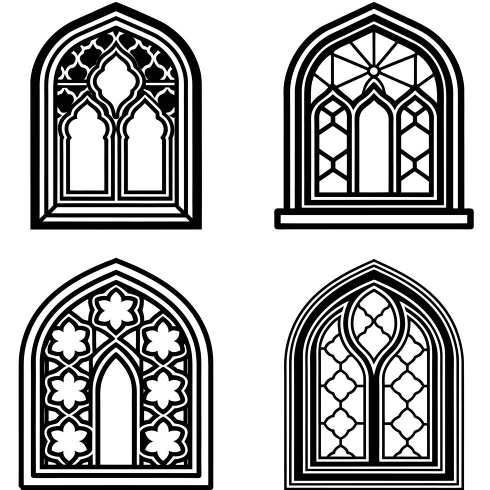 Timeless Islamic Window Blueprints vector