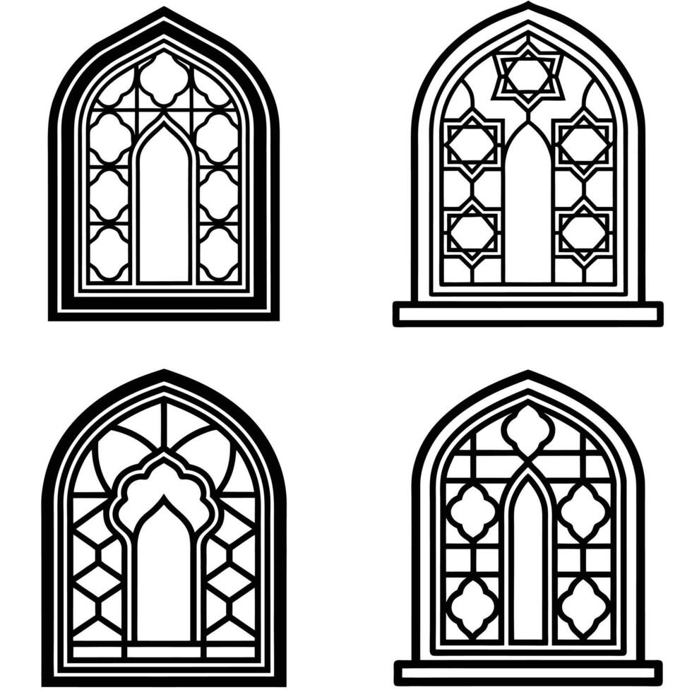 Elegant Islamic Window Motifs vector