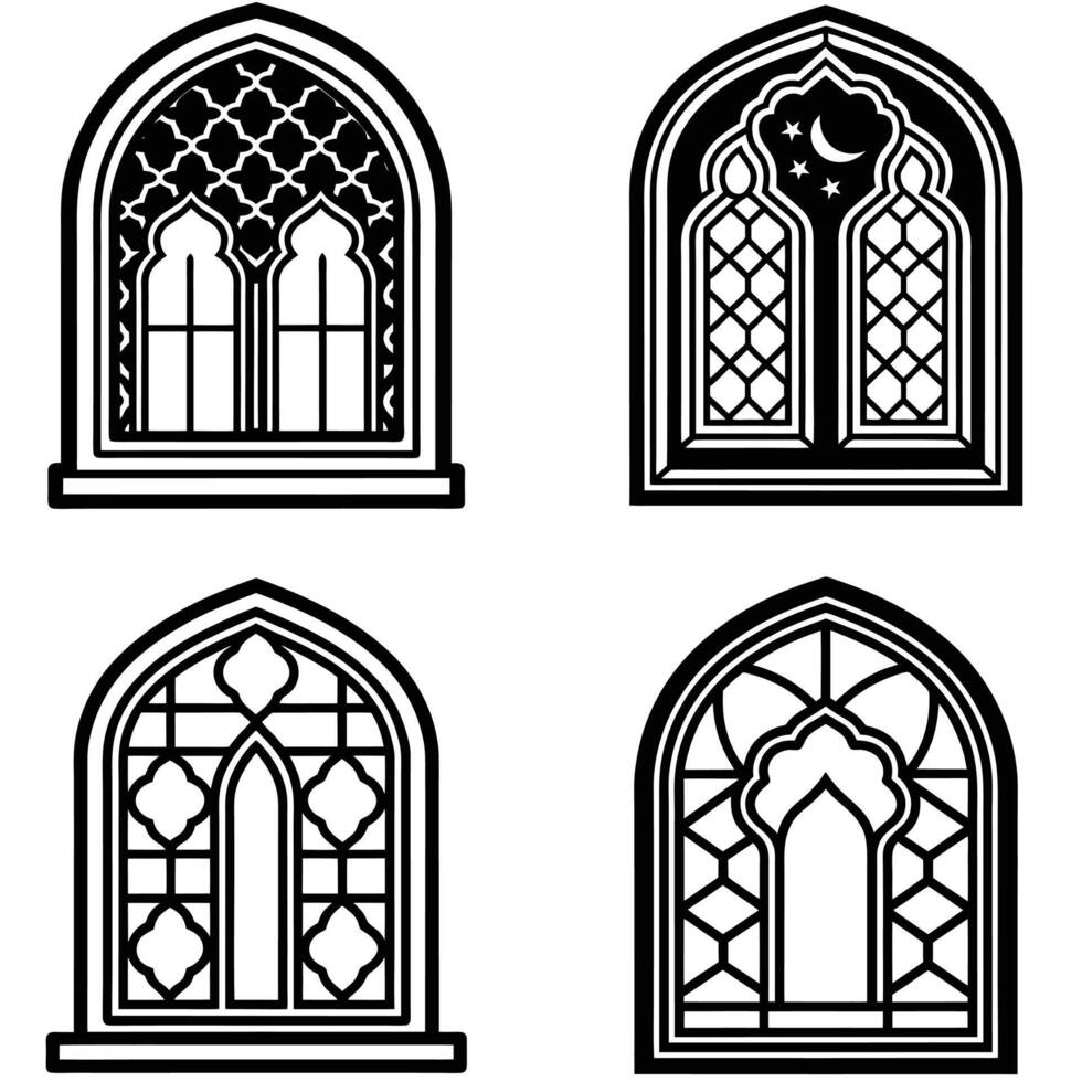 Handcrafted Islamic Window Forms vector