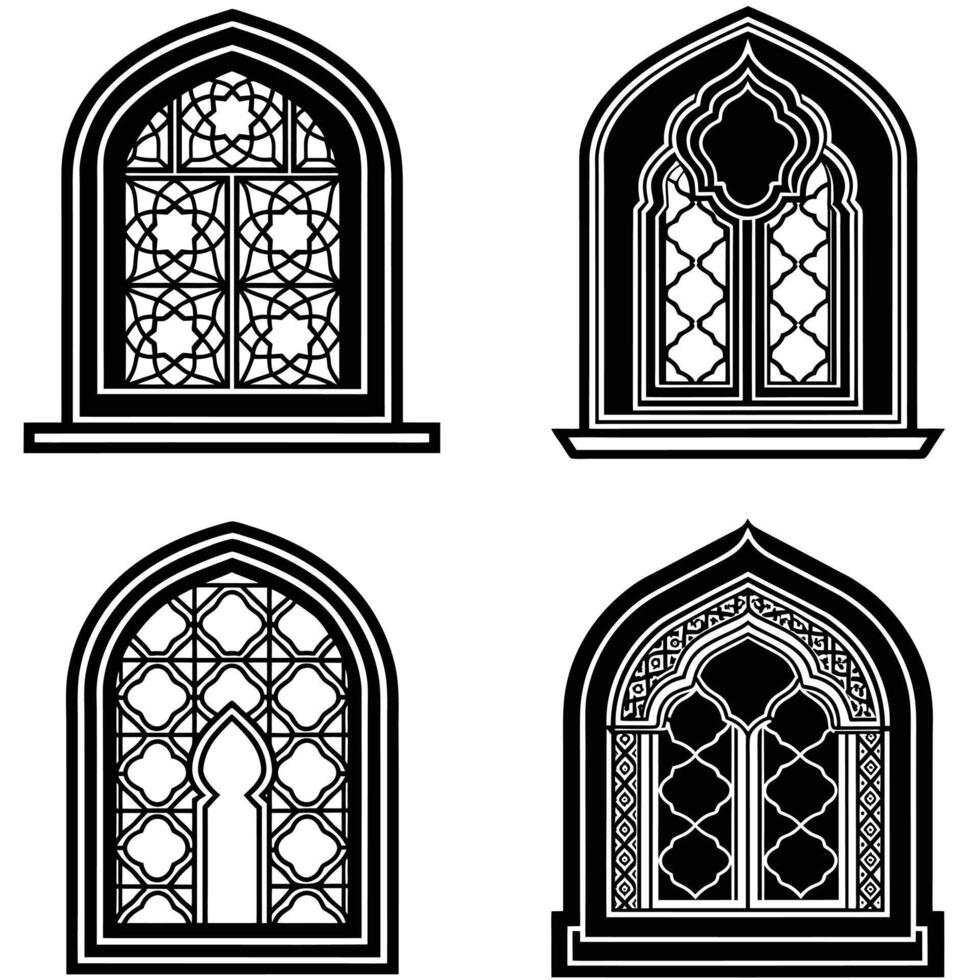 Islamic Window Outline Collection vector