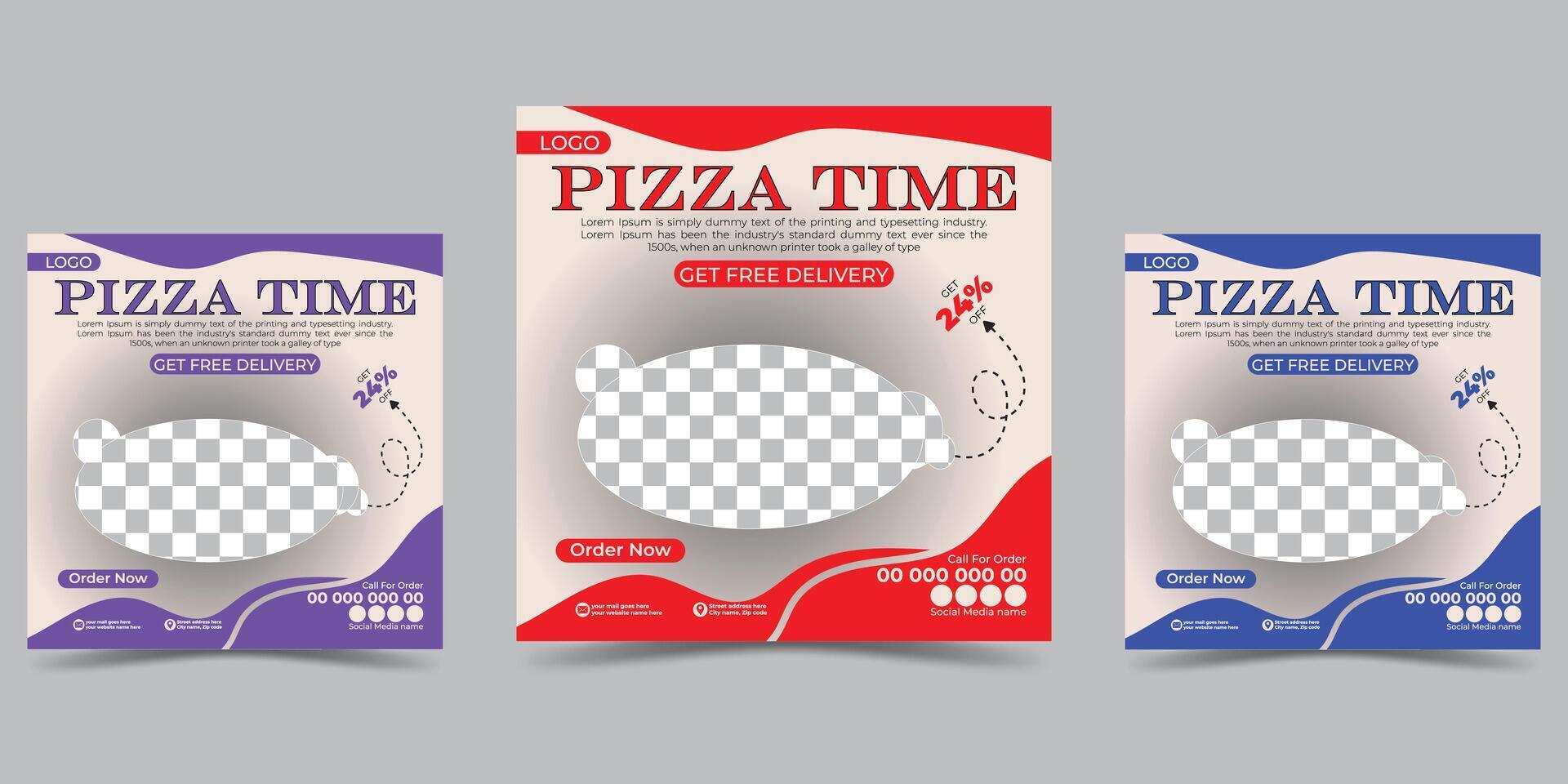 Pizza social Media post design template vector