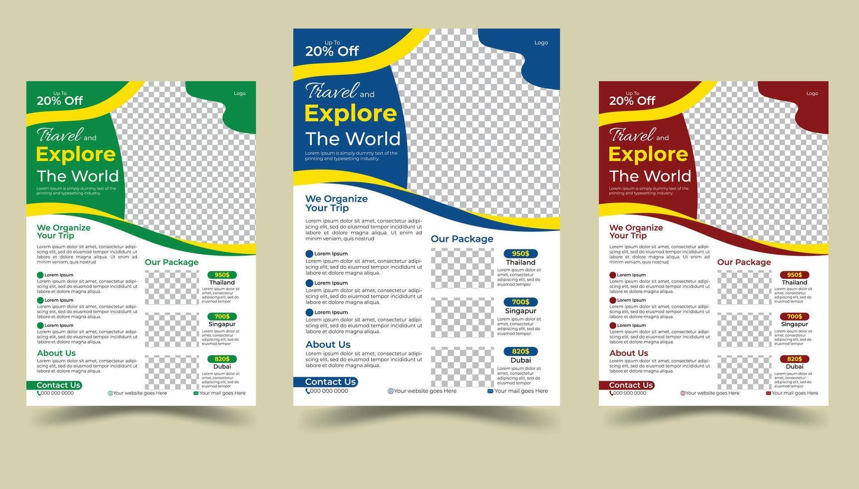 Travel and explore A4 Paper flyer or poster design template vector