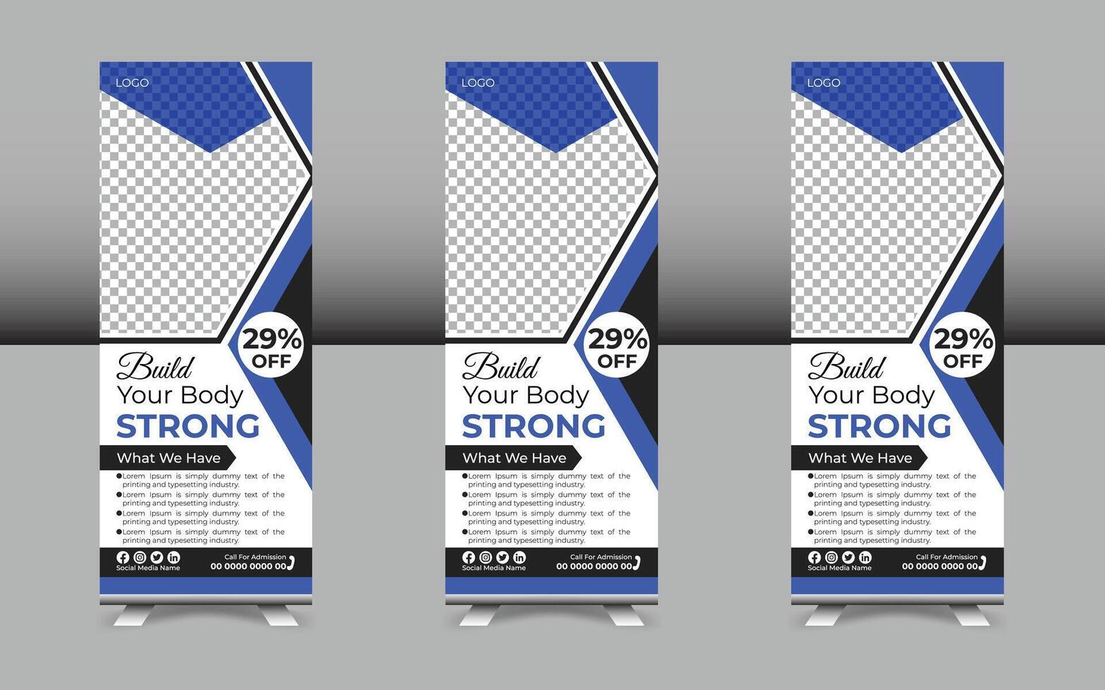 Fitness and GYM Roll Up Banner Design template vector