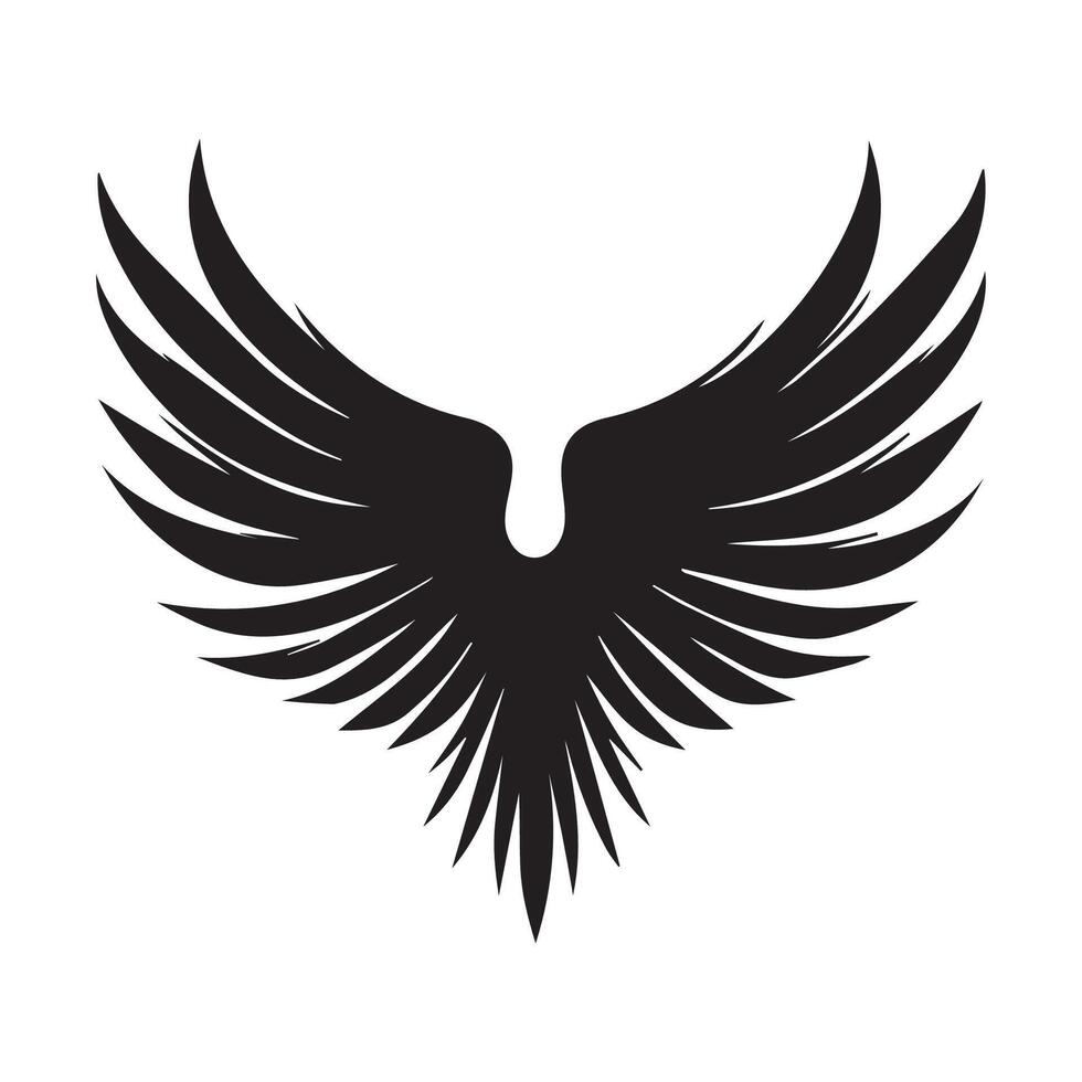 a black bird with wings spread out on a white background vector