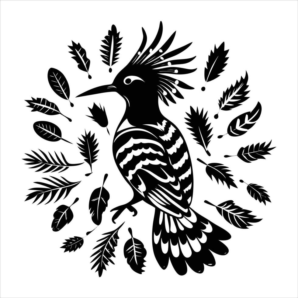 Beautiful hoopoe bird Silhouette vector