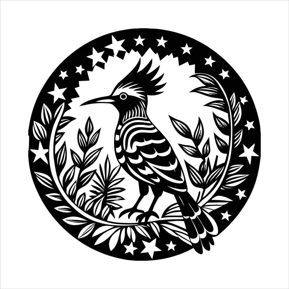 Hoopoe Bird Silhouette vector