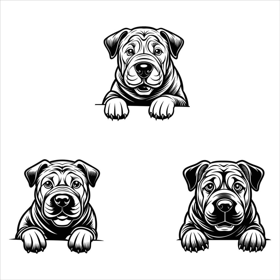 Peeking Face Shar Pei Dog vector