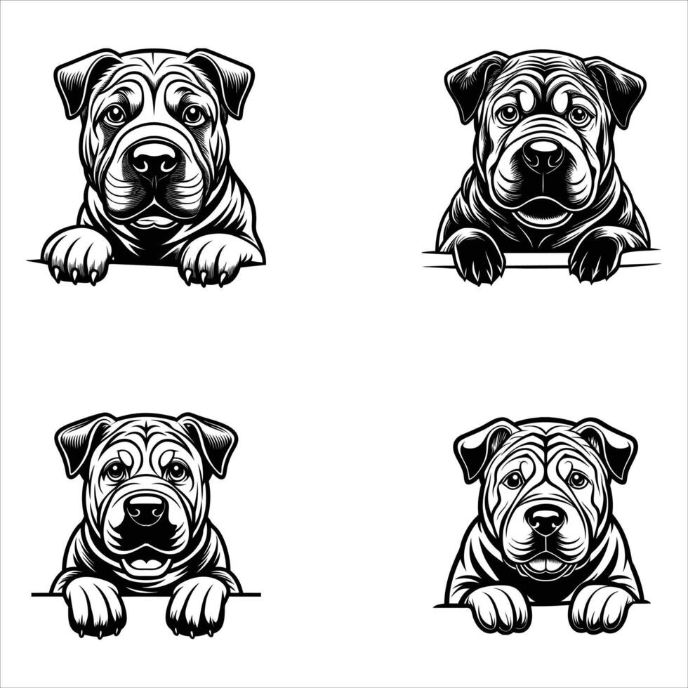 Peeking Dog Chinese vector