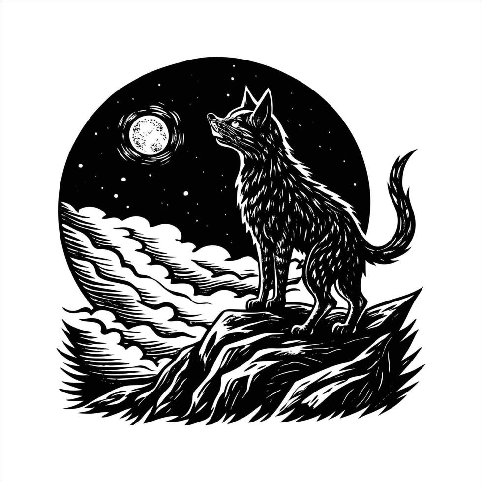 Lone Wolf Howling vector