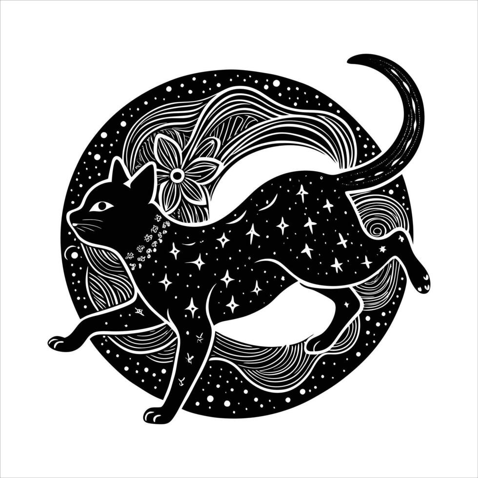 Cat Jumping Mythology vector