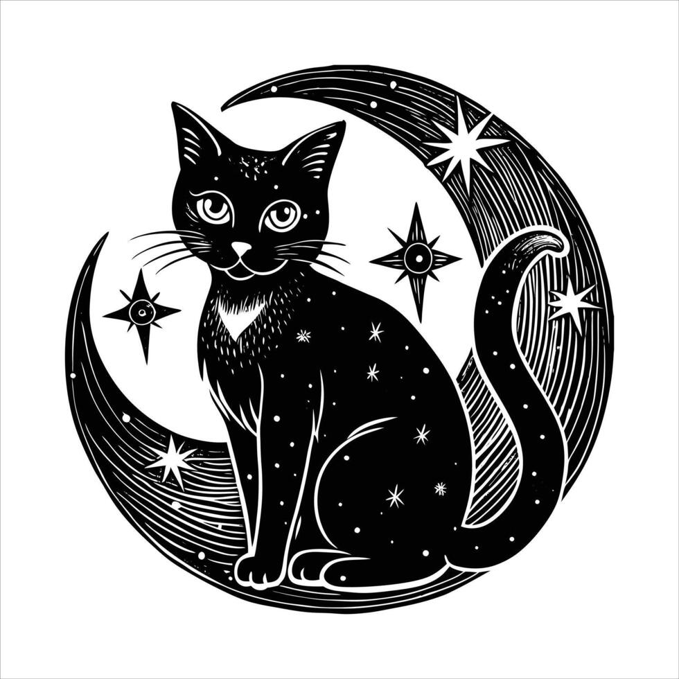 Black Cat Glowing Eyes vector