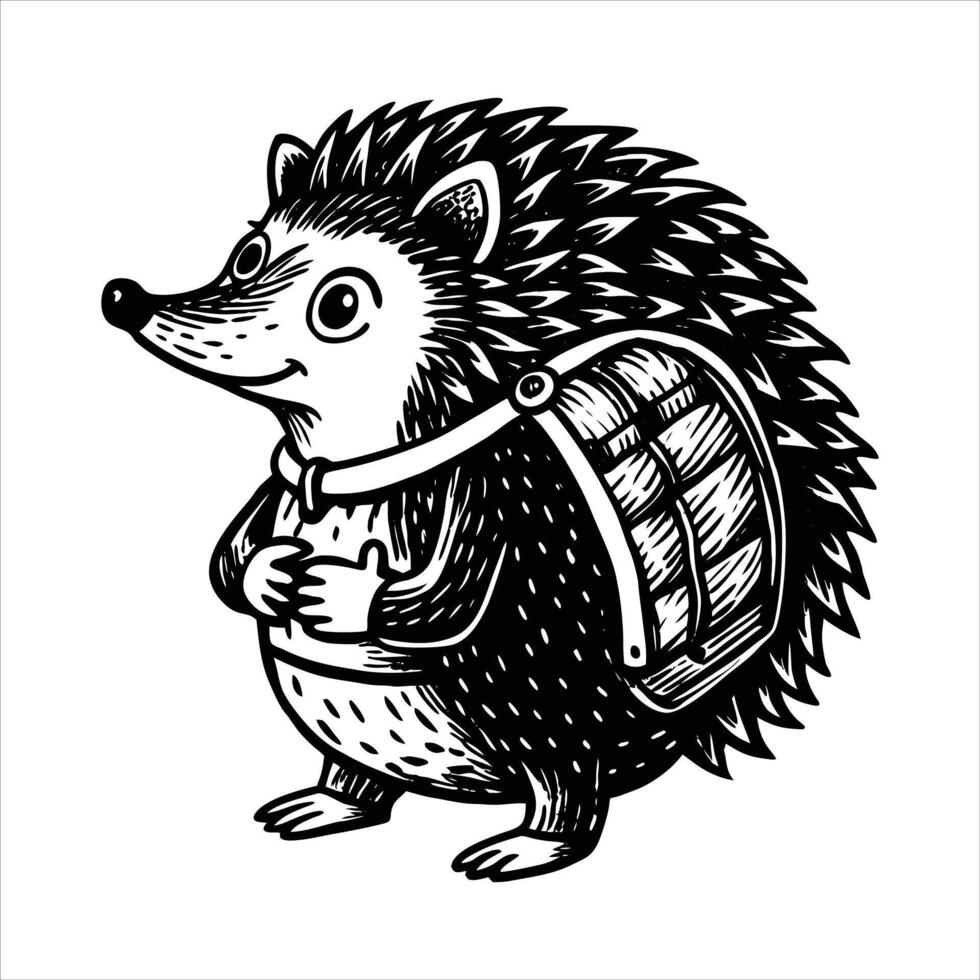 A hedgehog with a backpack vector