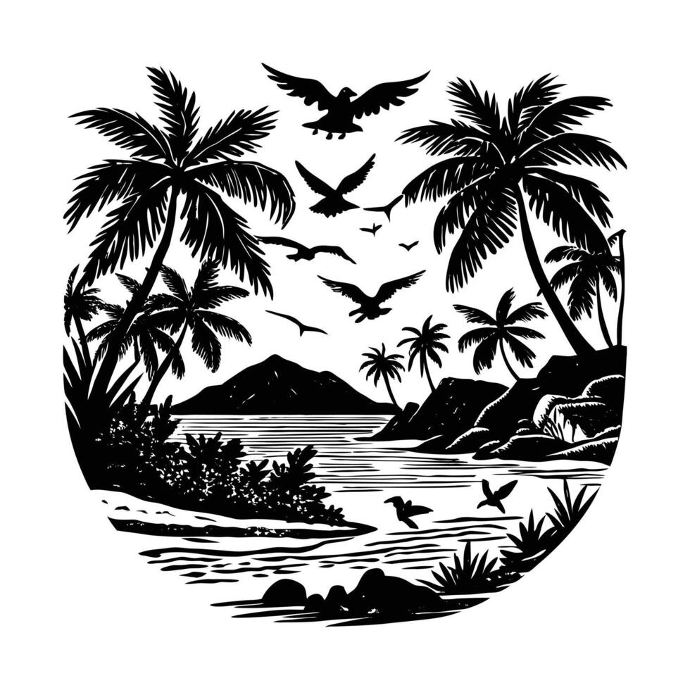 Beach Flying Birds vector