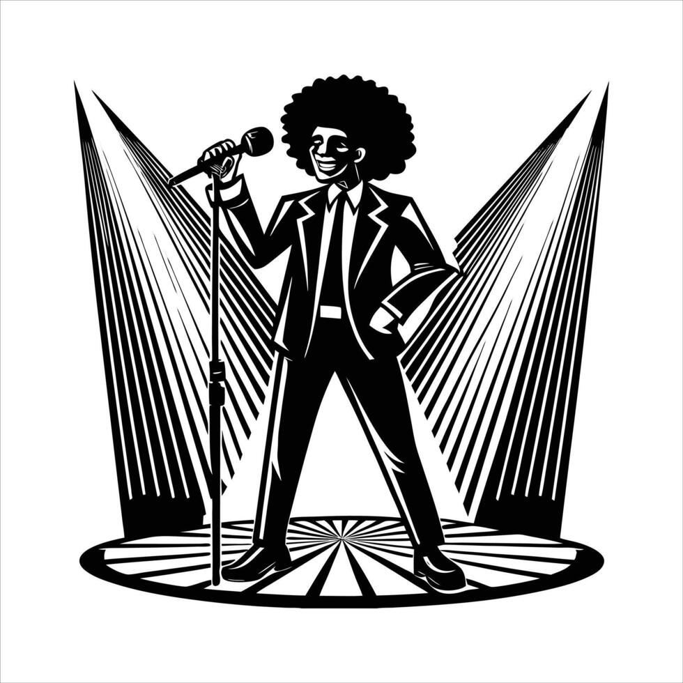 Man Microphone Silhouette vector