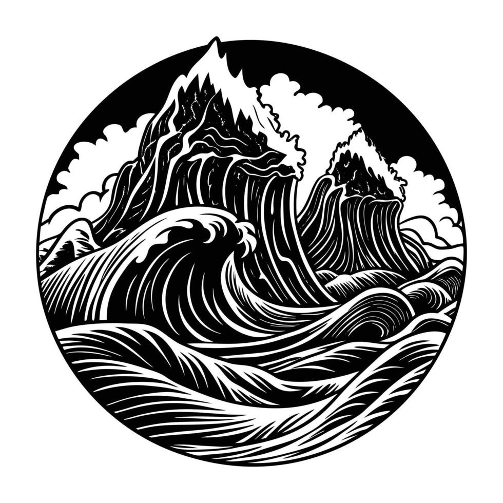Waves Crashing Against Rocks vector