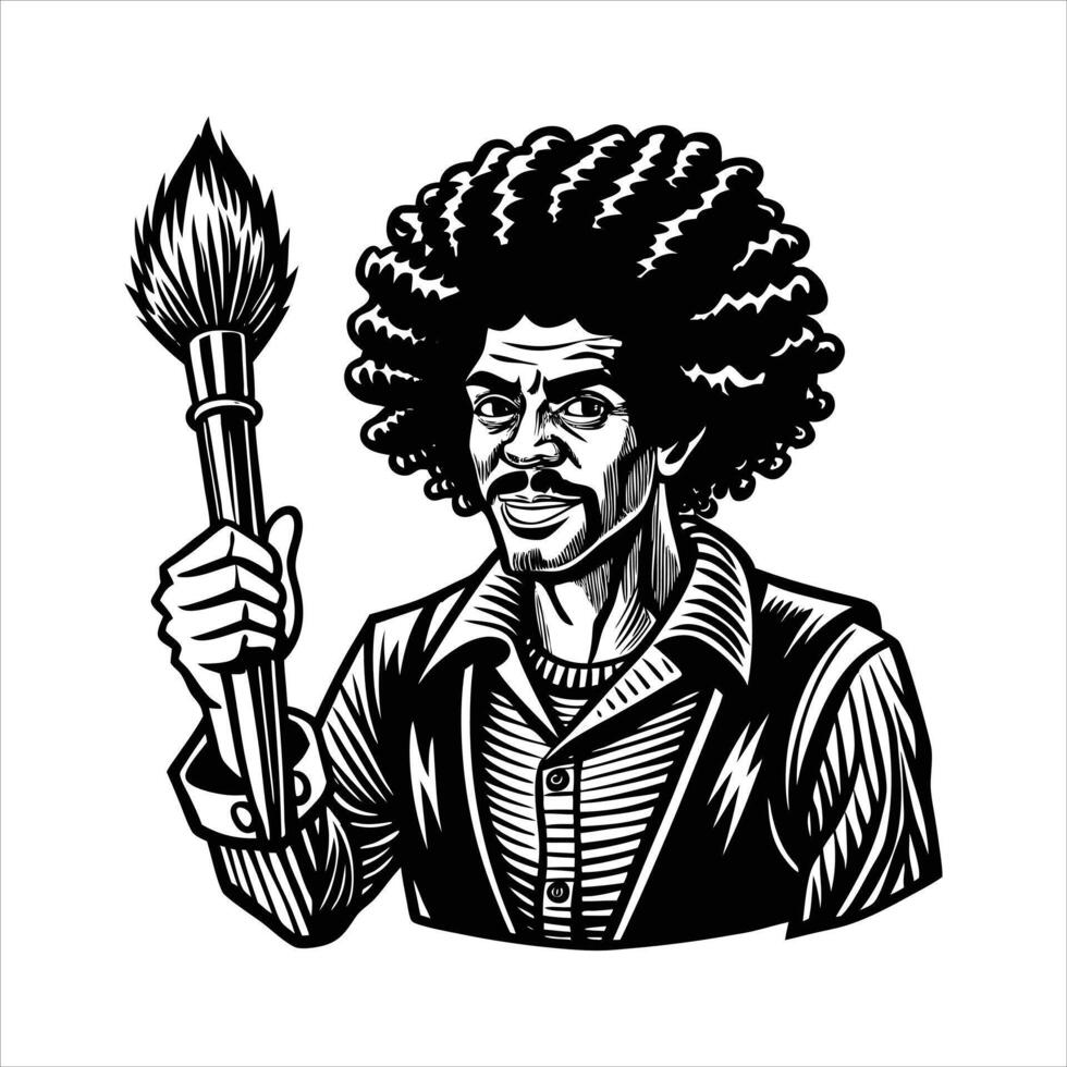 Man With Paint Brush vector