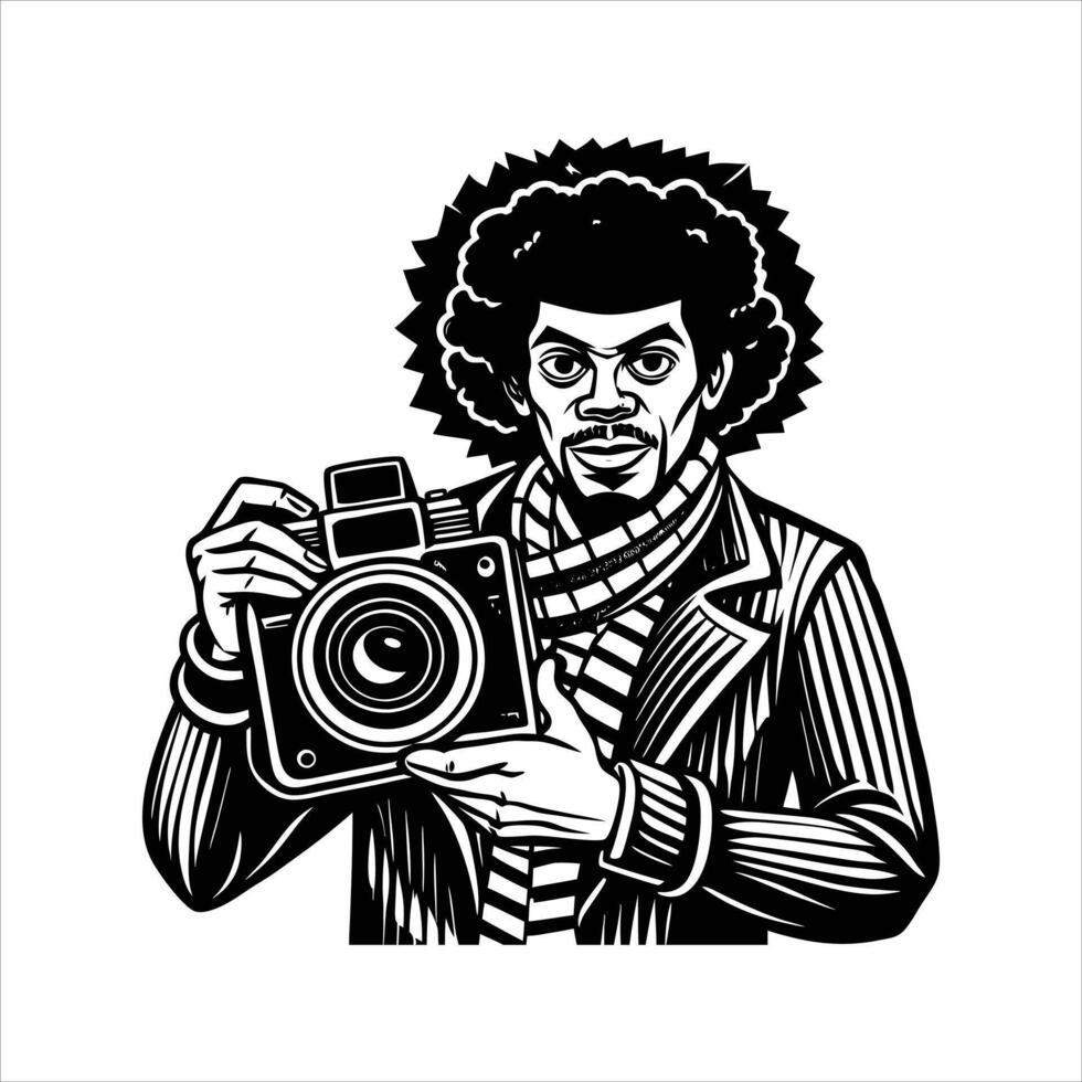 Black Man With Camera vector