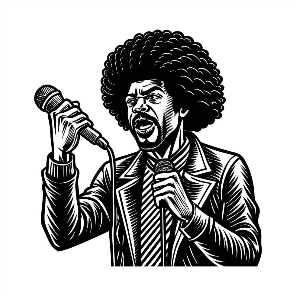 Black Man Microphone vector
