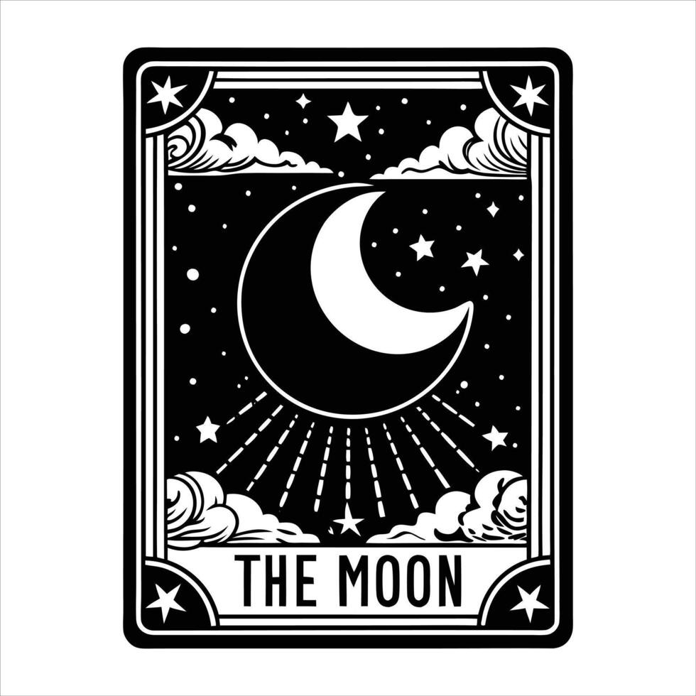 Tarot Card Moonc vector