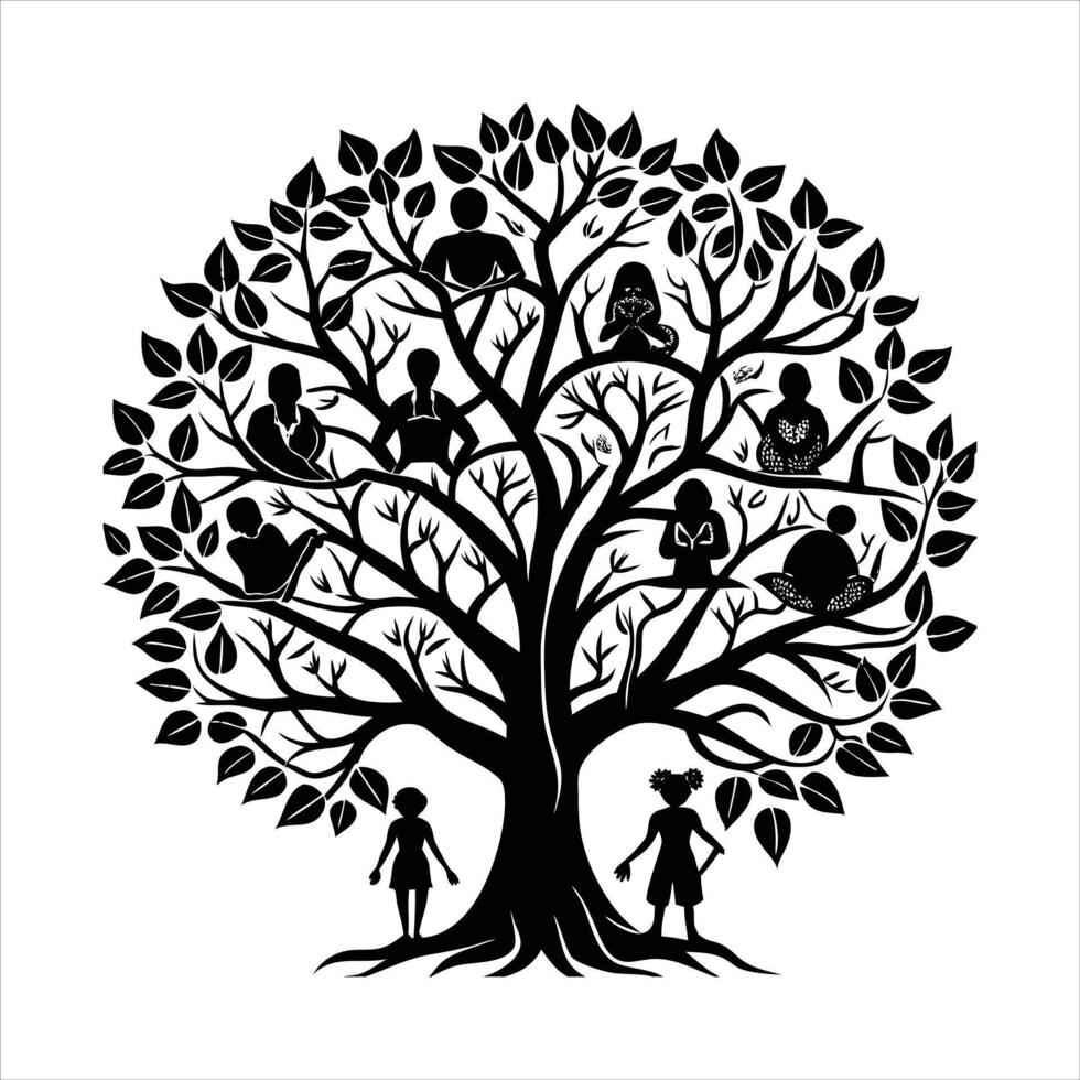 Family Tree Silhouette Vectors
