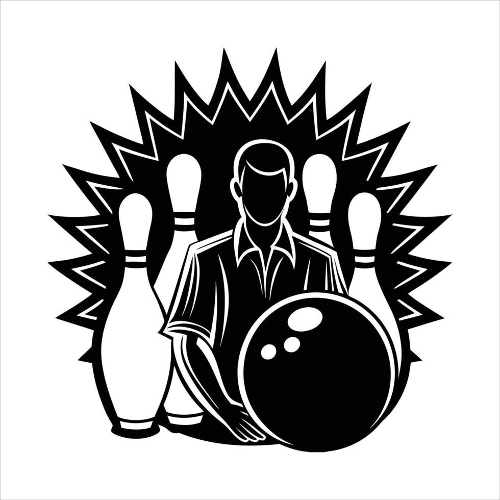 Bowling sports player pose vector
