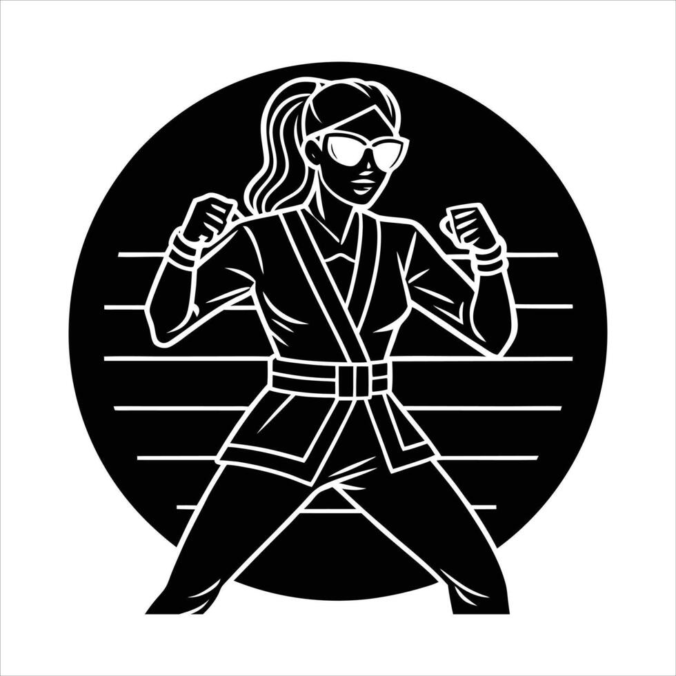 girl practicing karate vector