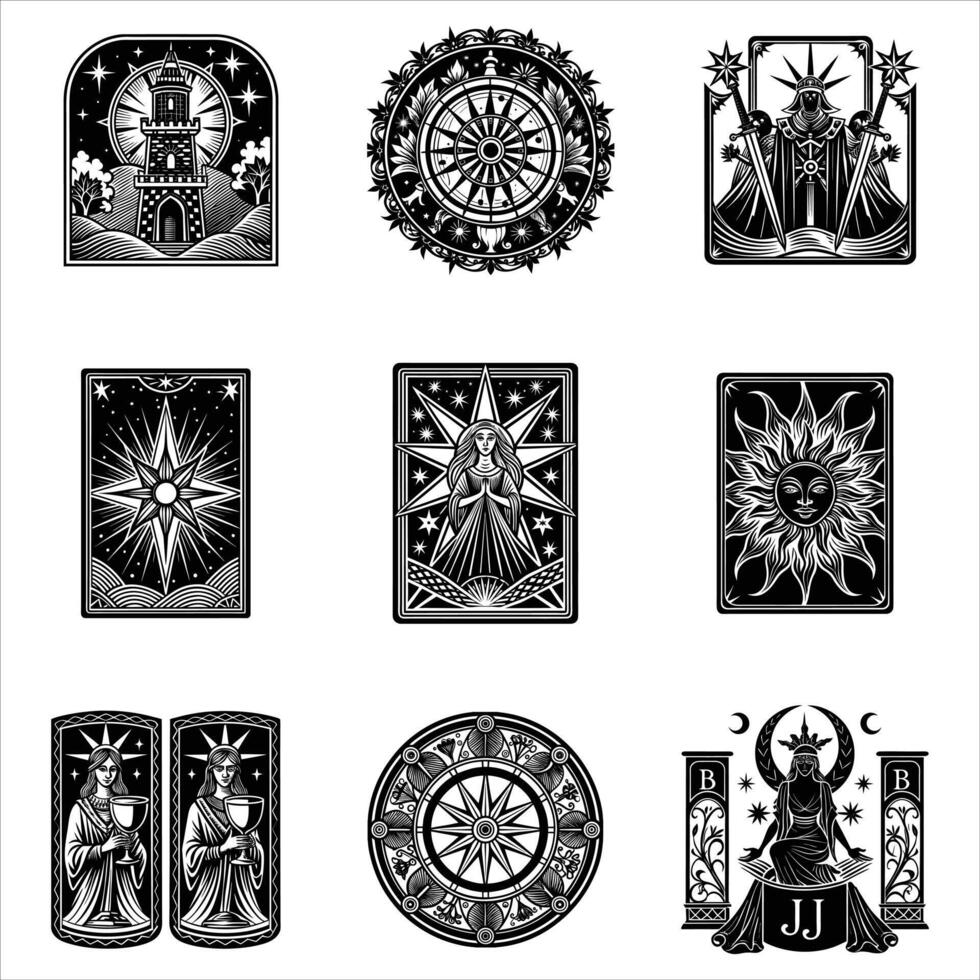 A set of cards with the moon vector