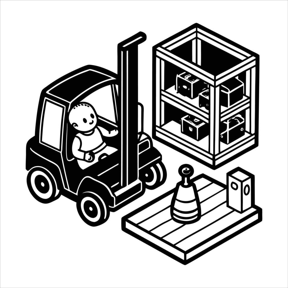 Forklift Loader Loader Cartoon vector