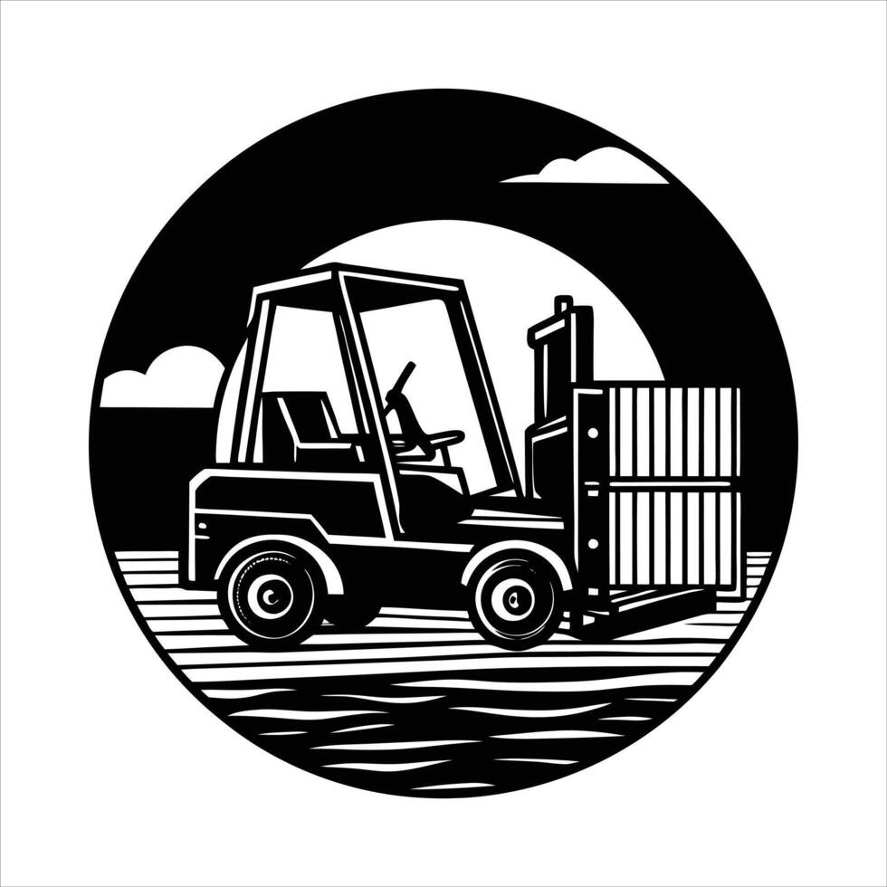 Industrial forklift lifting vector
