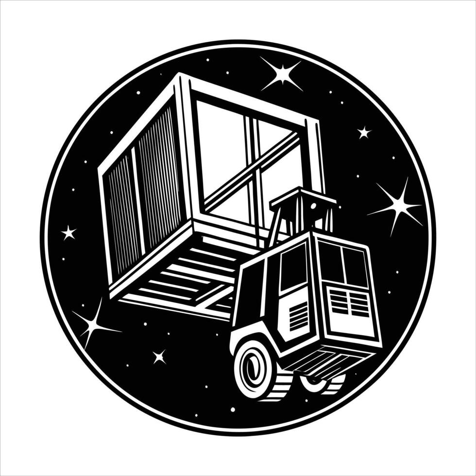 Forklift loading tractor truck vector
