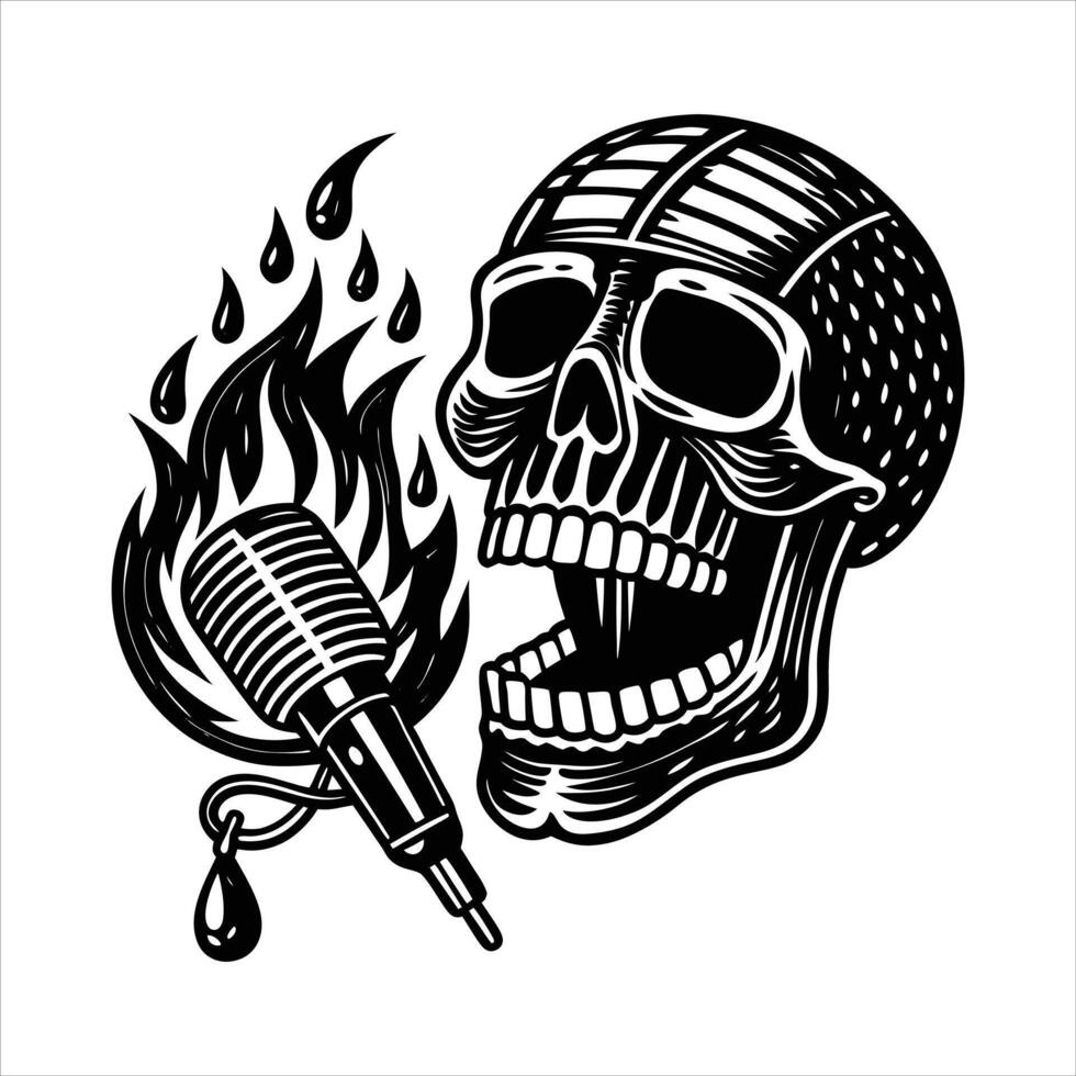 Skeleton Skull Microphone vector