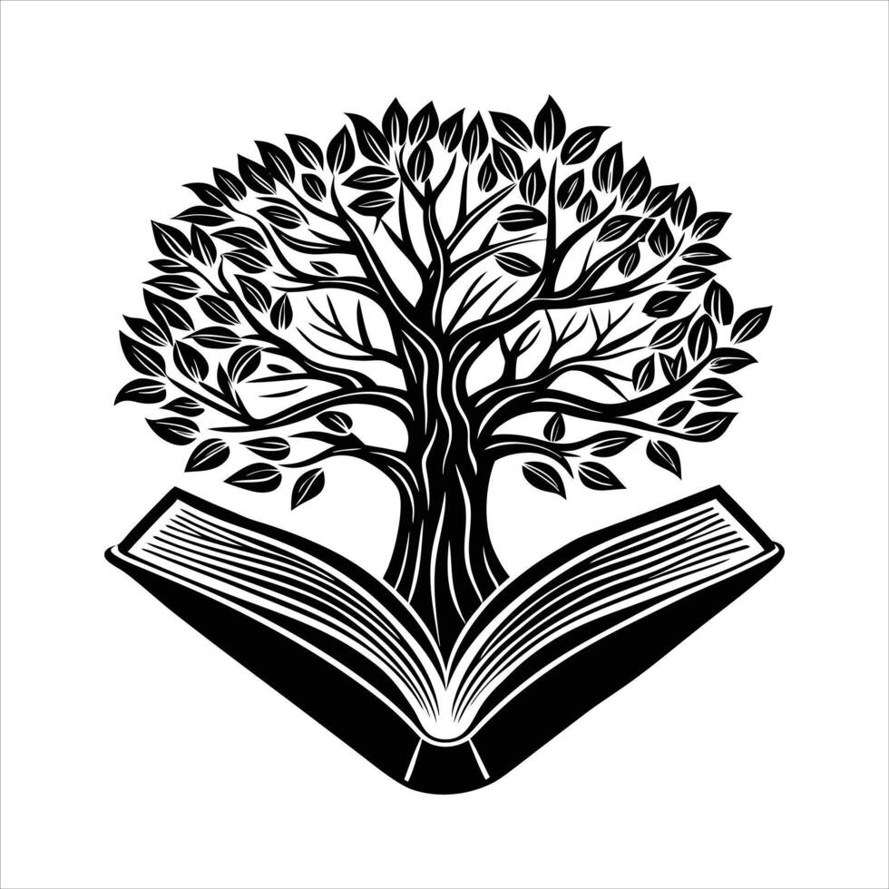 open book with a tree vector