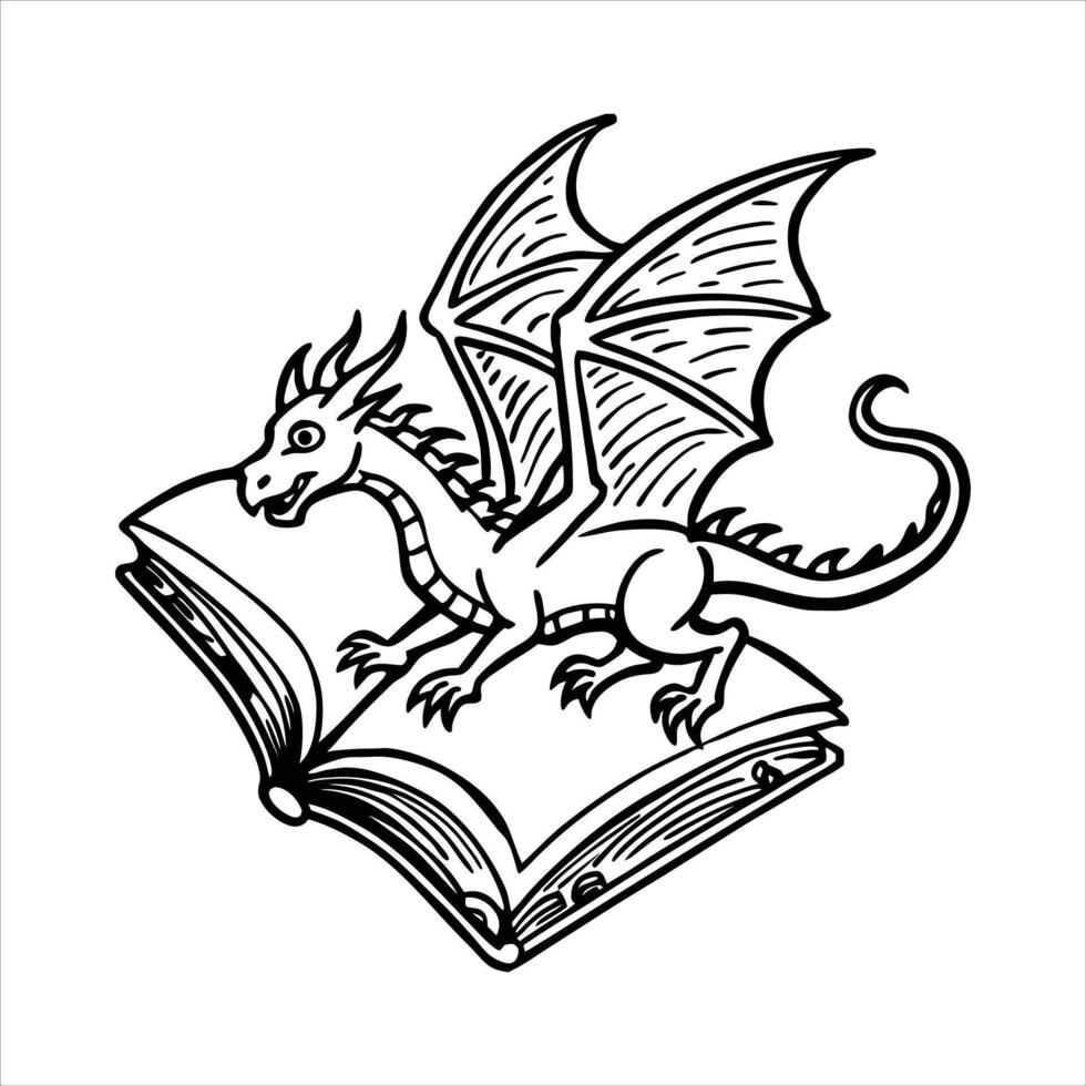 Dragon Coloring Outline vector