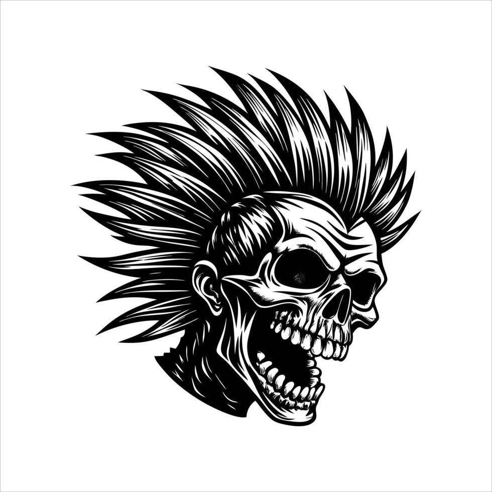 Skull With Mohawk vector