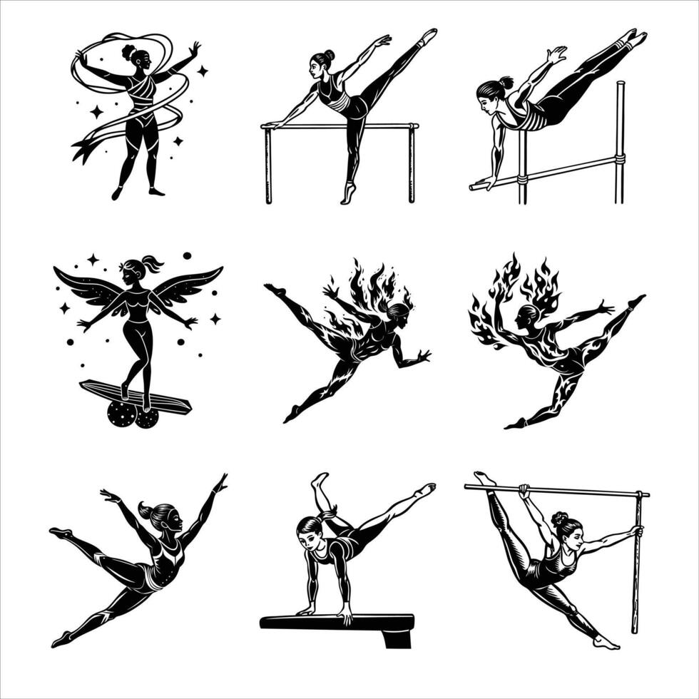 Gymnastics athletes men and women vector