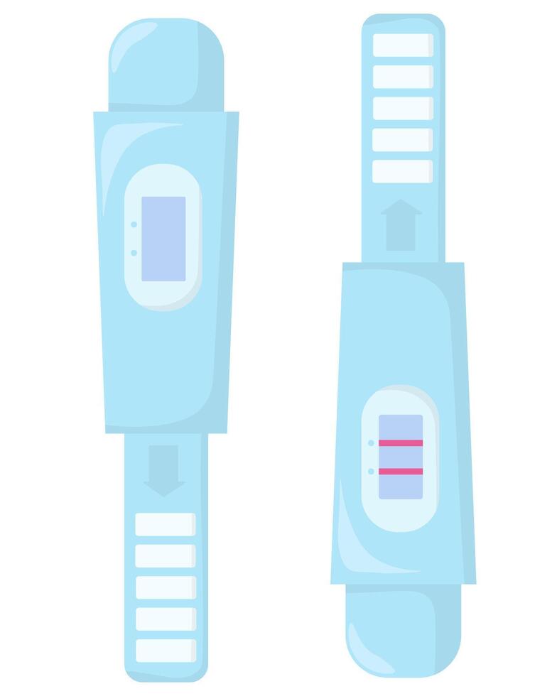 home pregnancy test, set of two sticks with and without hormone test results vector