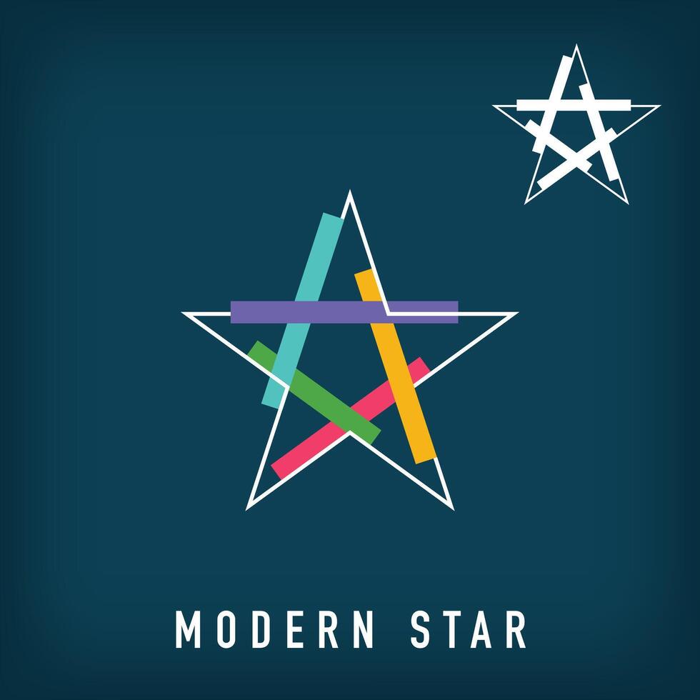 Modern colorful and linear star logo design. vector