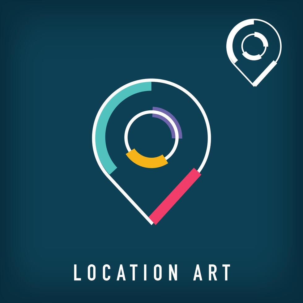 Modern colorful and linear location logo design. vector