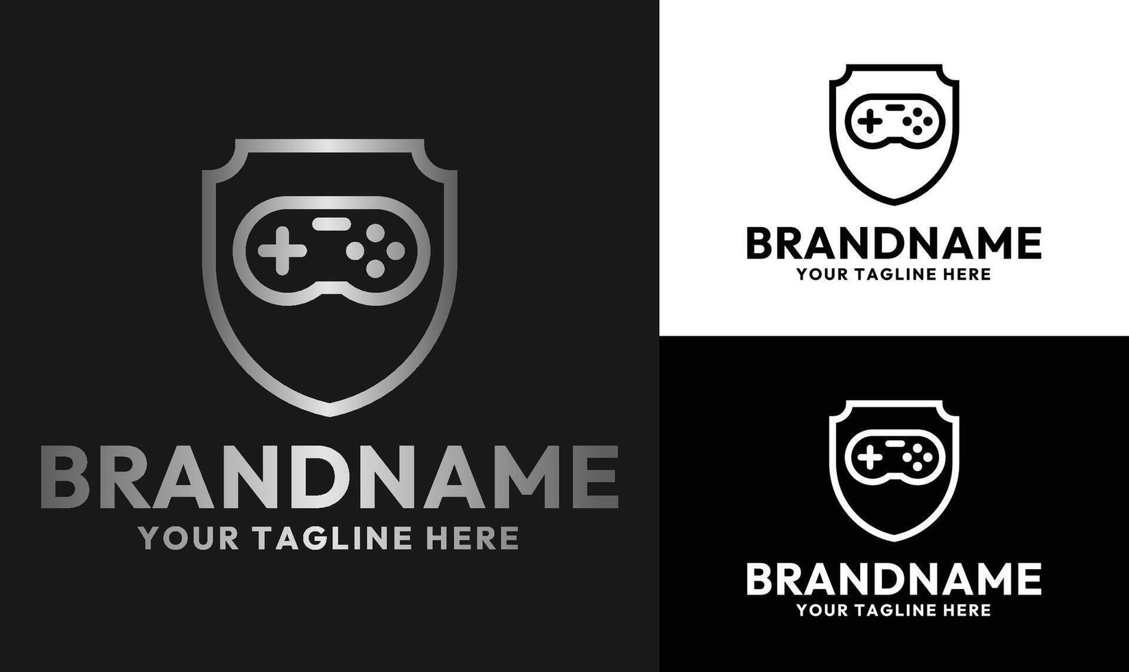 Sleek Gaming Shield Logo Design Template for Esports, Game Security, and Online Gaming Brands vector