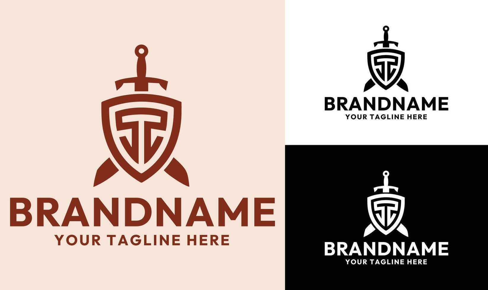 Sword and Shield Gaming Logo Design Template for Esports Teams, RPG Games, and Fantasy Brands vector