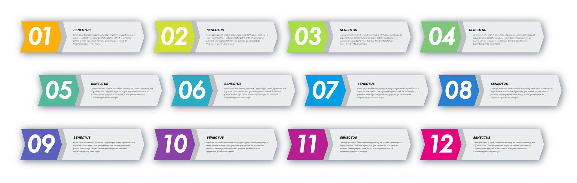 Bullet points numbers set from 1 to 12 list markers vector