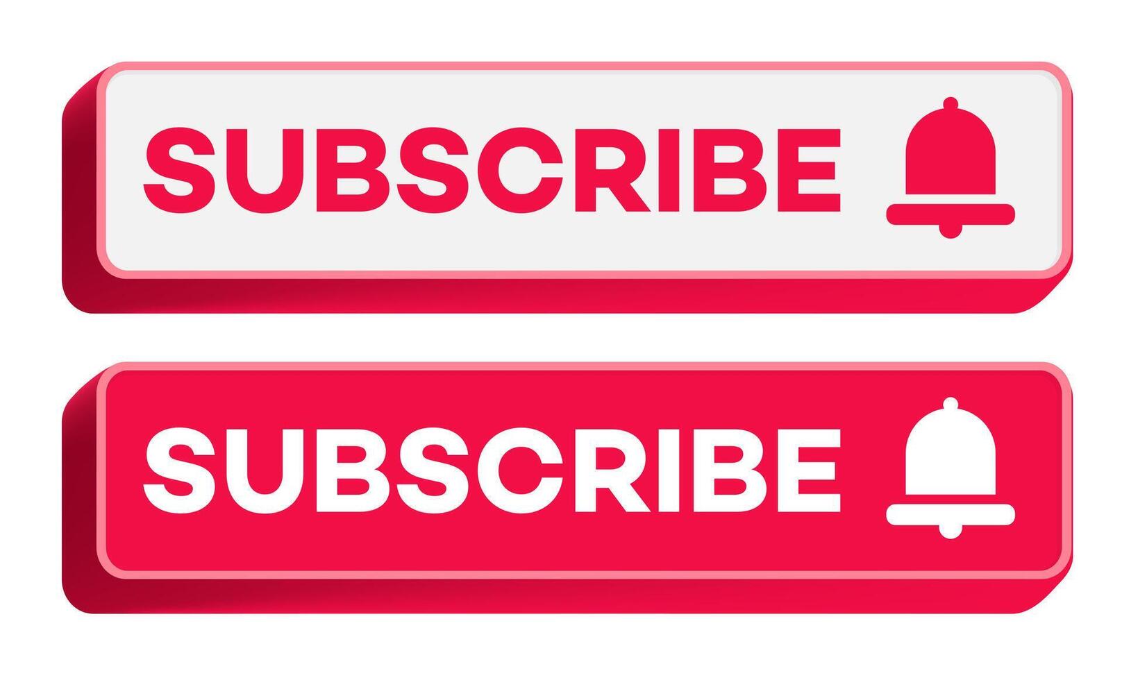Subscribe button set 3d style red color vector