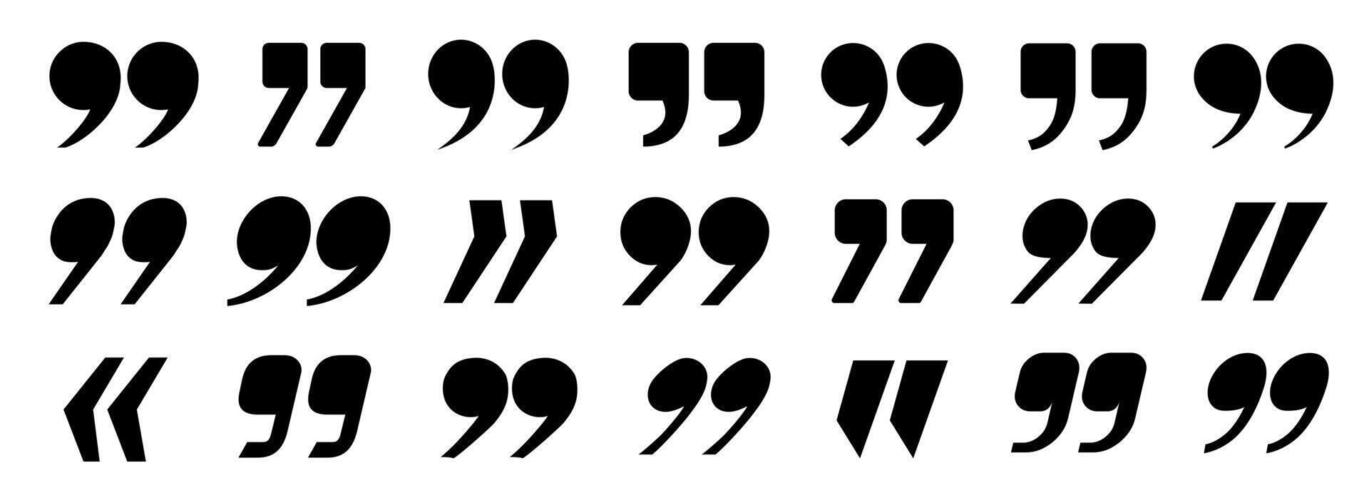 Quotation symbol set blakc color vector