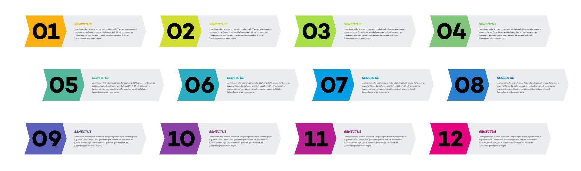 Bullet points numbers from 1 to 12 list markers collection for design vector