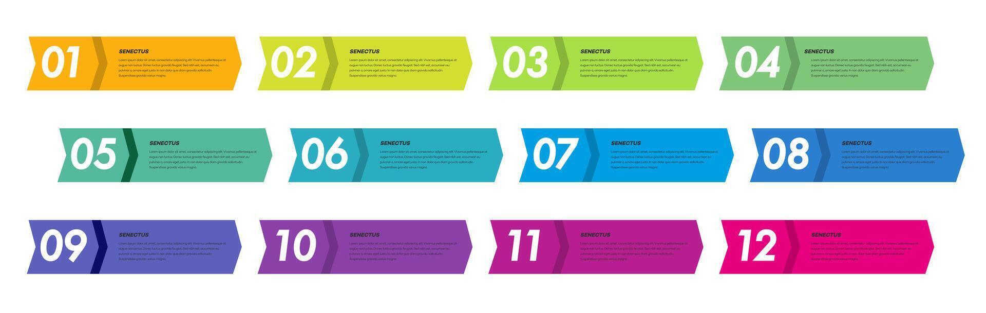 Bullet points numbers from 1 to 12 list markers collection vector