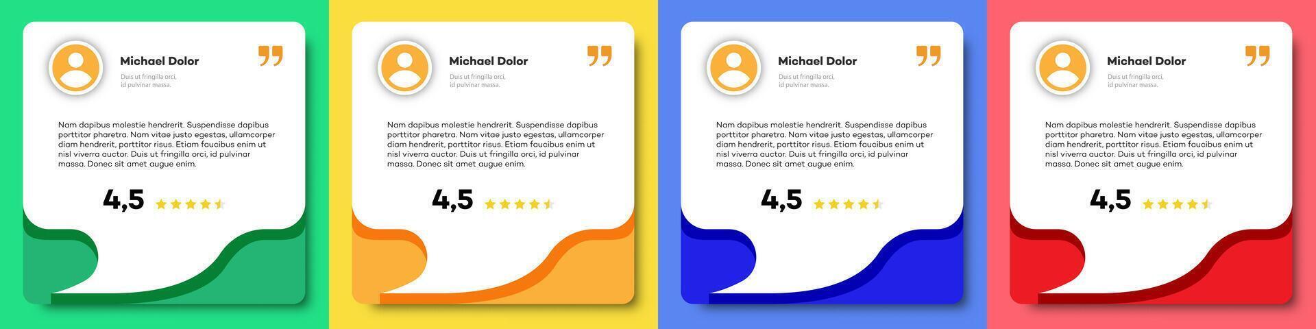 Feedback box set, bubble testimonial banner vector