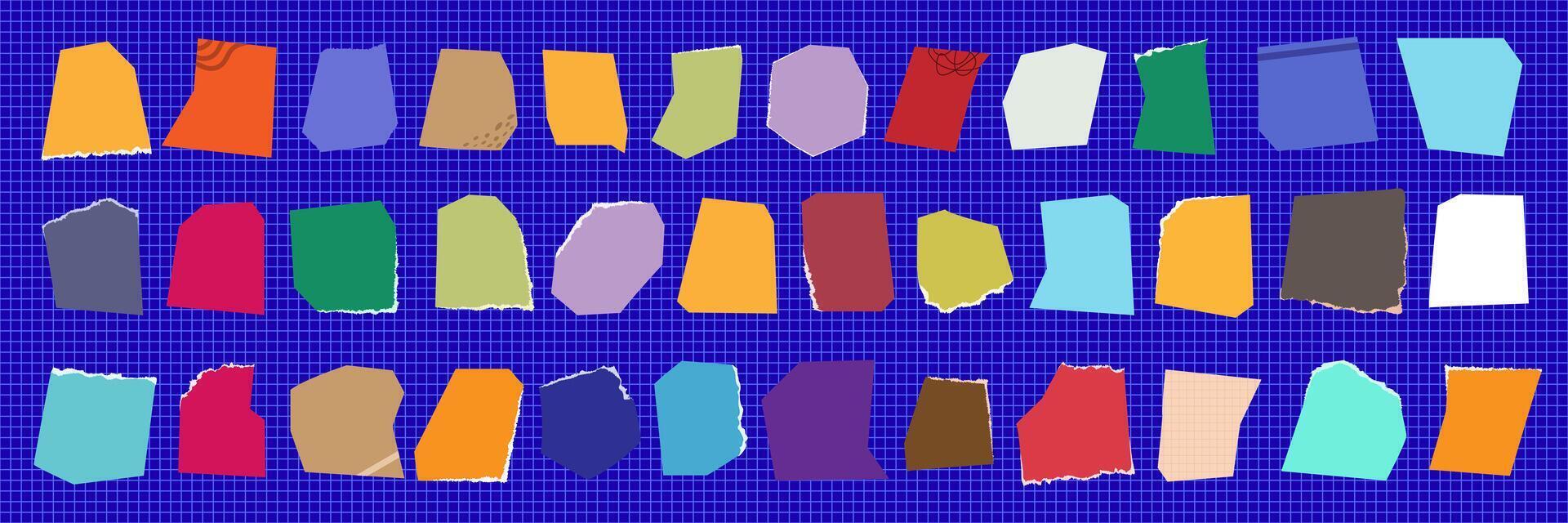 Torn paper scraps set color style vector